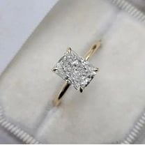 14K Yellow Gold Radiant Cut Engagement Ring Solitaire Ring Moissanite Diamond Ring Best Customize Proposal Gift