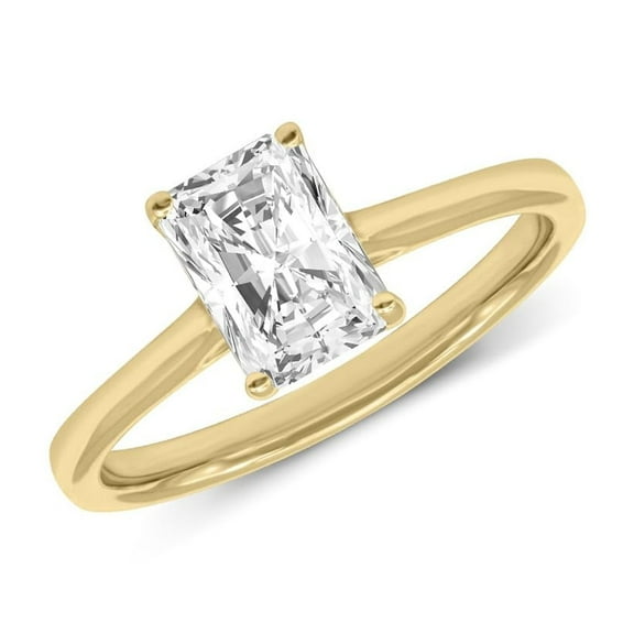 14K Yellow Gold Radiant Shape Lab Grown Diamond Cathedral Solitaire Engagement Ring - 1 Carat (Ring Size: 4.5)