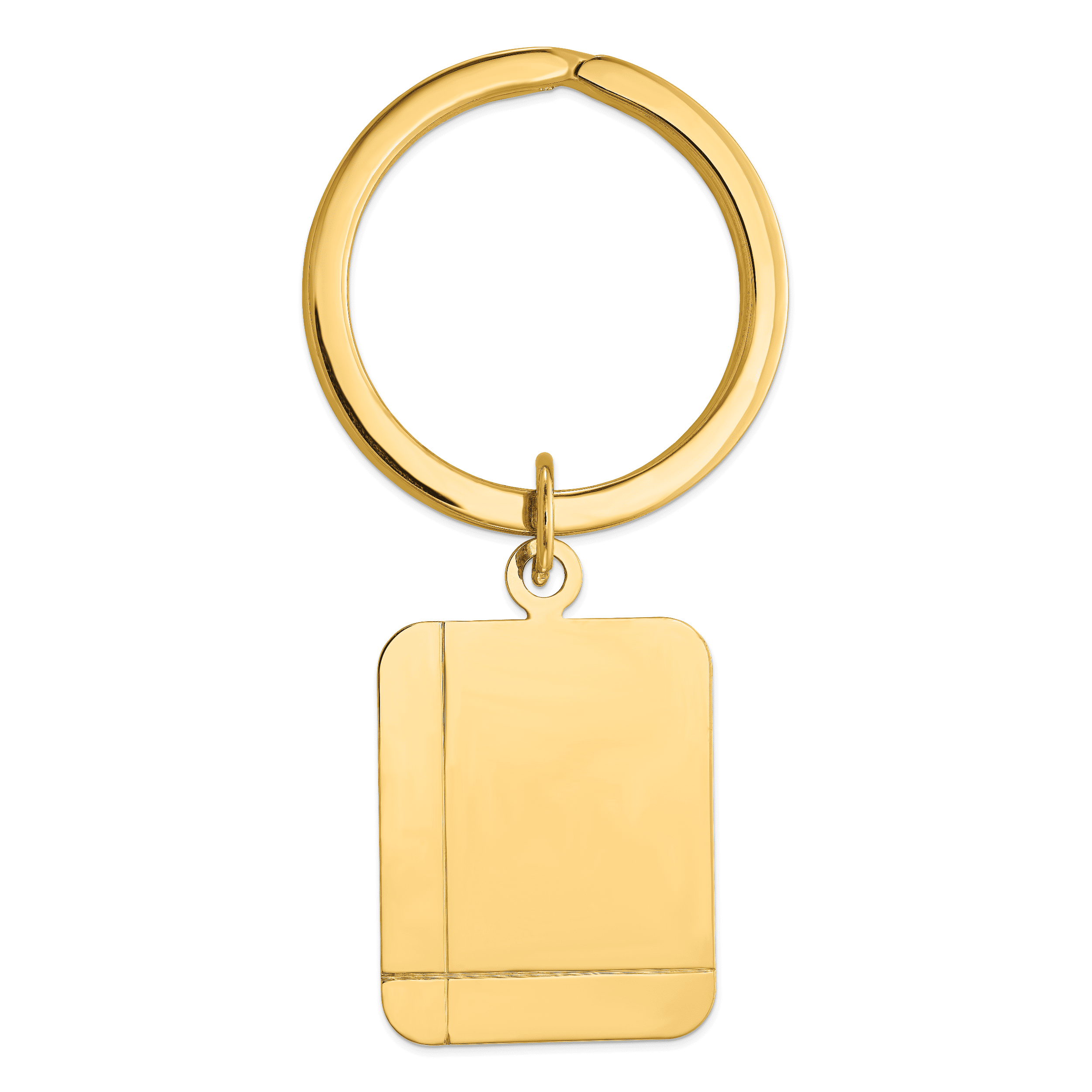 14K Yellow Gold Rectangle Disc Key Ring 