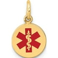 thumbnail image 1 of 14K Yellow Gold Red Enamel Medical Jewelry Pendant (15 X 9.7) Made In United States xm406, 1 of 5