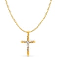 thumbnail image 1 of 14K Yellow Gold Religious Crucifix Charm Pendant with 1.2mm Box Chain Necklace - 20", 1 of 4