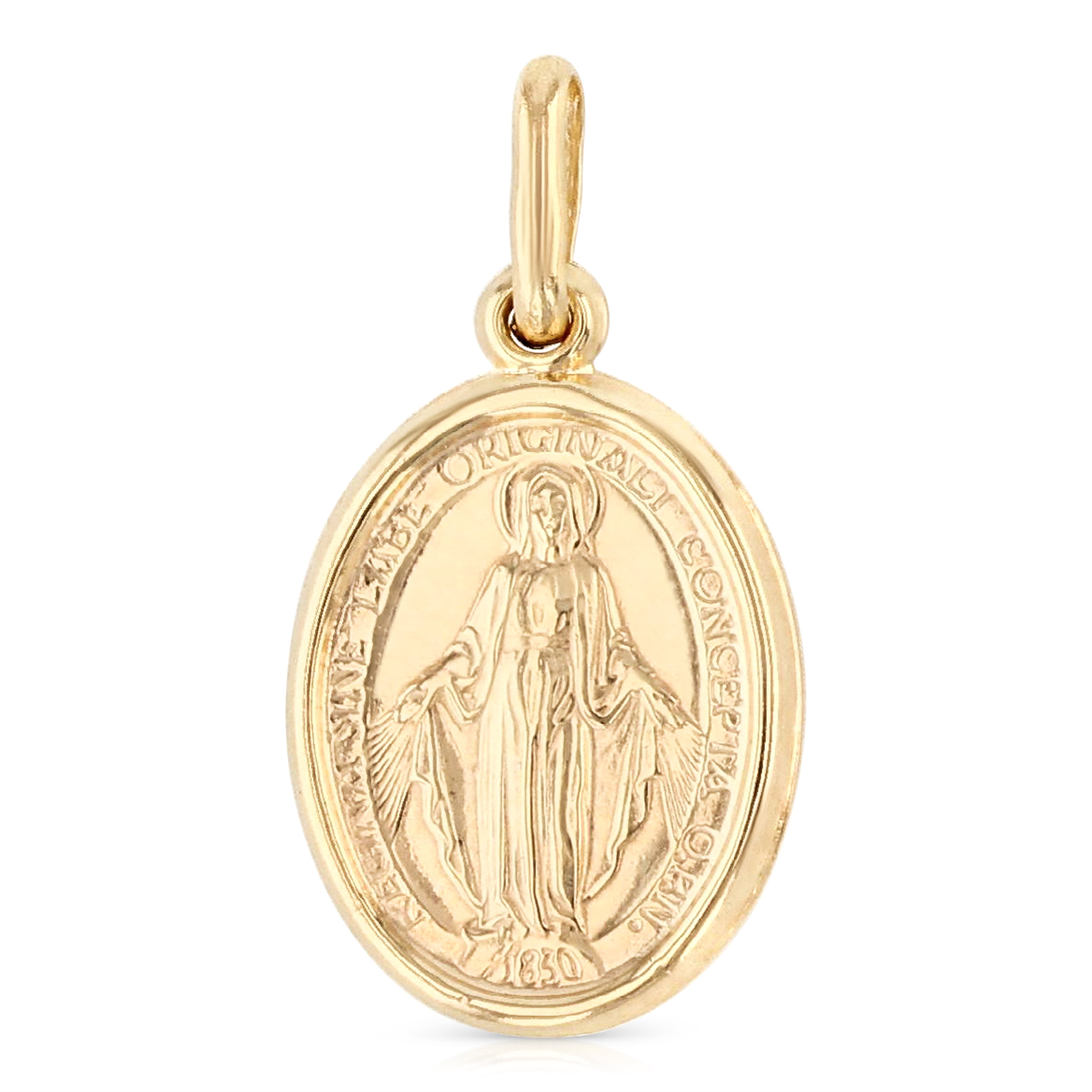 IOKA 14K Yellow Gold Religious Virgin Mary Miraculous Medal
