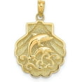thumbnail image 1 of 14K Yellow Gold Reversible Dolphins and Waves in Shell Charm - 20mm, 1 of 6
