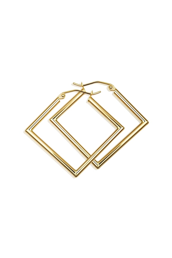 14K Yellow Gold Reversible Square Latchback Earrings