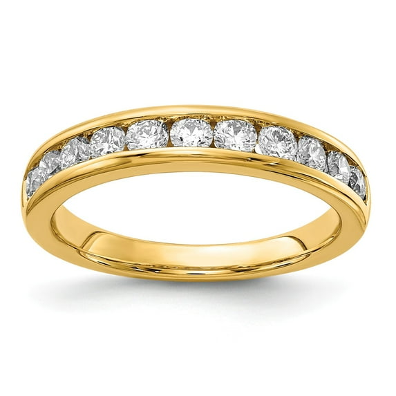 14K Yellow Gold Ring Band 11-Stone Lab Grown Diamond SI1 SI2, G H I, Channel , Size 8