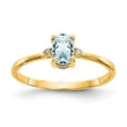 thumbnail image 1 of 14K Yellow Gold Ring Band Birthstone (03) March Aquamarine Oval Blue Diamond Round White, Size 8, 1 of 5