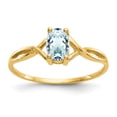 thumbnail image 1 of 14K Yellow Gold Ring Band Birthstone (03) March Aquamarine Oval Blue, 1 of 5