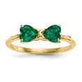thumbnail image 1 of 14K Yellow Gold Ring Band Birthstone (05) May Emerald, Lab Created Heart Green, Size 8, 1 of 5