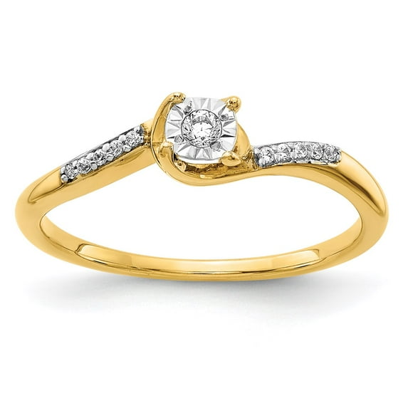 14K Yellow Gold Ring Band Diamond Round, Size 5