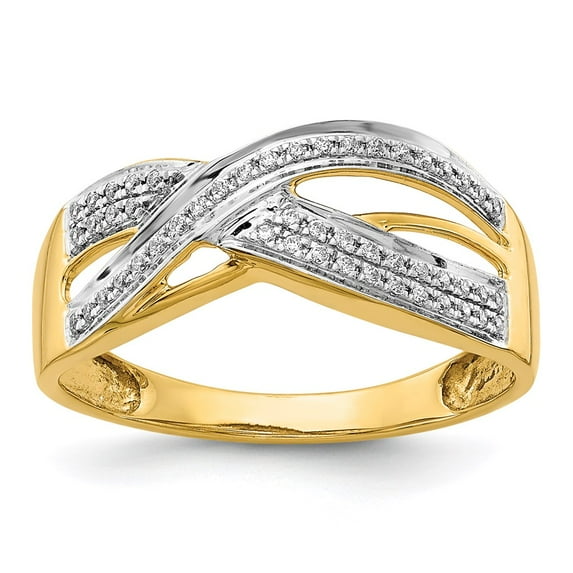 14K Yellow Gold Ring Band Diamond Round, Size 8