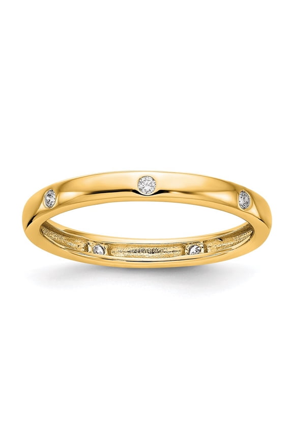 14K Yellow Gold Ring Band Eternity Diamond Round 1 10CT Polished Bezel Set , Size 8