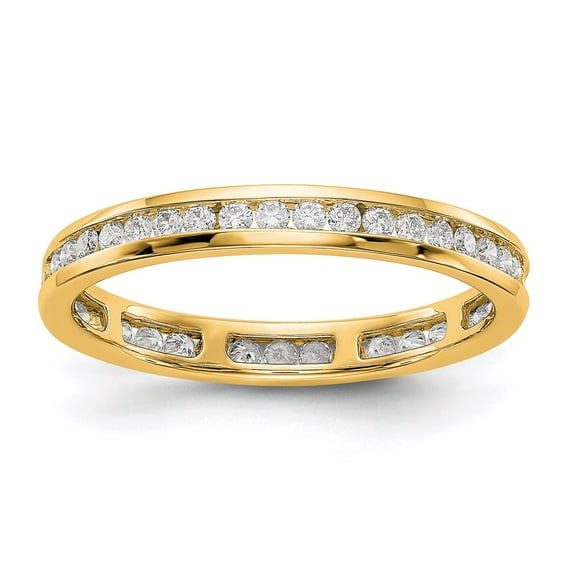 14K Yellow Gold Ring Band Eternity Diamond Round Polished 1 2ct Channel Set , Size 9