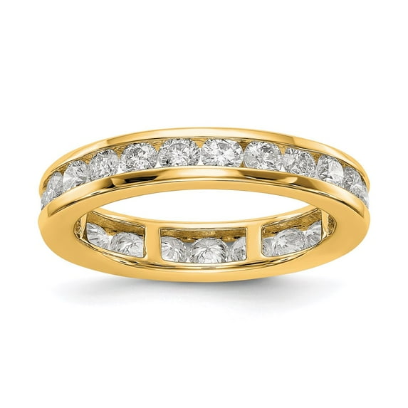 14K Yellow Gold Ring Band Eternity Diamond Round Polished 1.5ct Channel