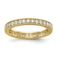 thumbnail image 1 of 14K Yellow Gold Ring Band Eternity Diamond Round Polished 3 4CT Milgrain Edge , Size 6, 1 of 4