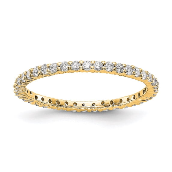 14K Yellow Gold Ring Band Eternity Diamond Round Polished Shared Prong 1 2ct , Size 8
