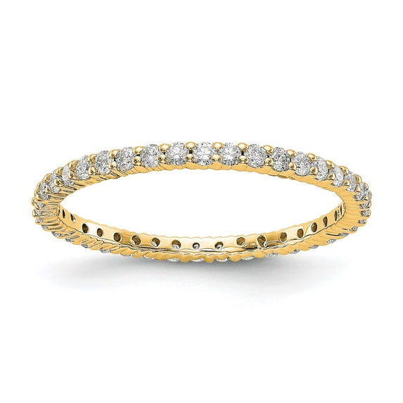 14K Yellow Gold Ring Band Eternity Diamond Round Polished Shared Prong 1 2ct , Size 9