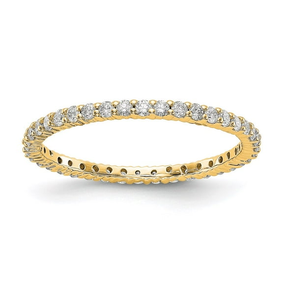 14K Yellow Gold Ring Band Eternity Diamond Round Polished Shared Prong 1 2ct