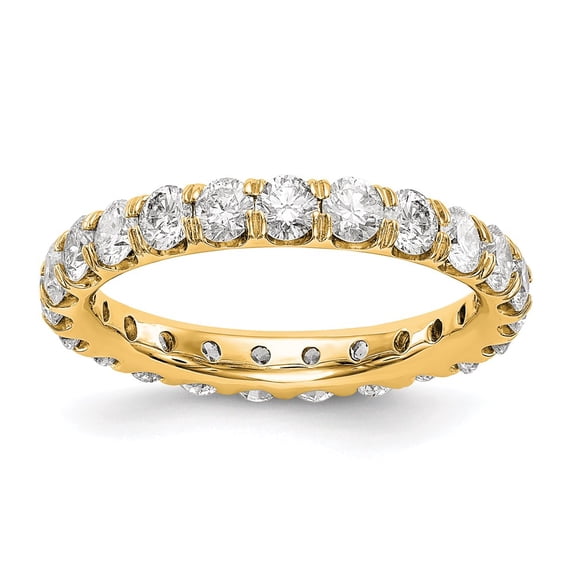 14K Yellow Gold Ring Band Eternity Diamond Round Polished U Shared Prong 3ct , Size 9