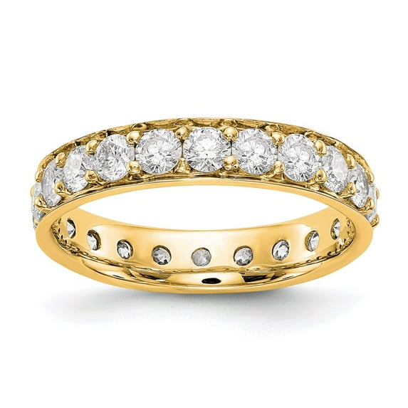 14K Yellow Gold Ring Band Eternity Diamond Round Polished Vintage 2ct , Size 6