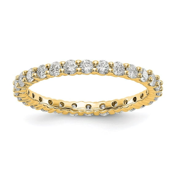 14K Yellow Gold Ring Band Eternity Diamond Round Polished shared Prong 1ct