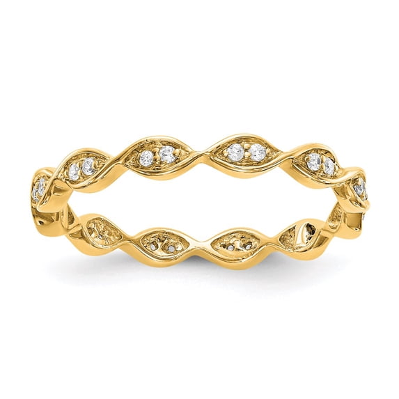 14K Yellow Gold Ring Band Eternity Polished Vintage Pave Size 6.5 Diamond , Size 8