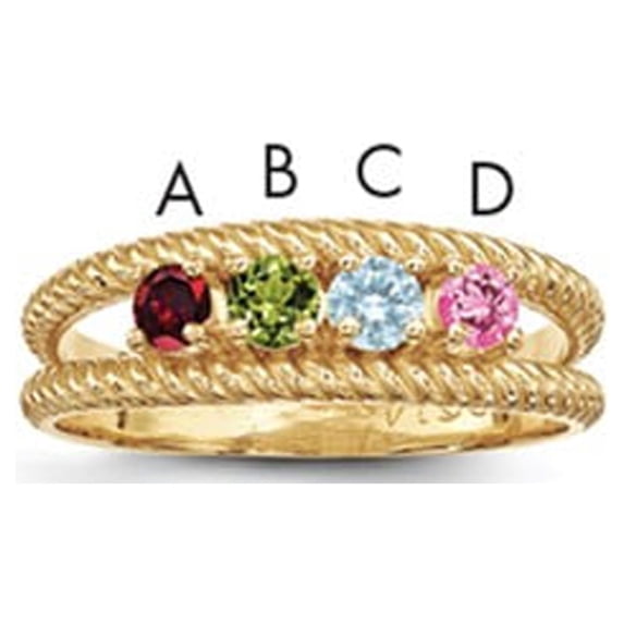 14K Yellow Gold Ring Band Family & Mother's Customize Stones Round, Size 9