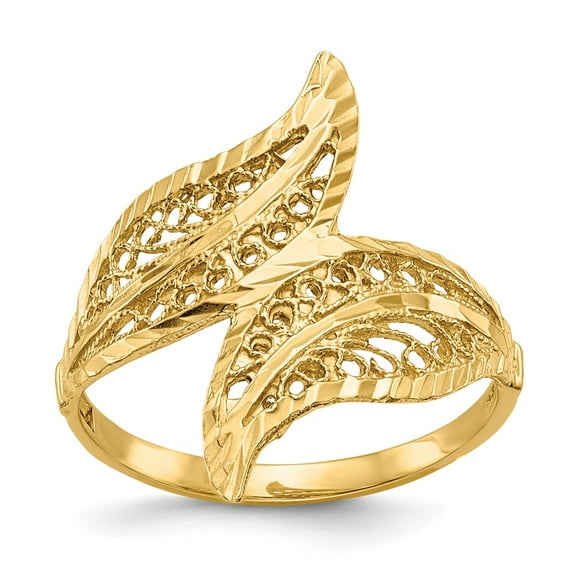 14K Yellow Gold Ring Band Fashion Filigree
