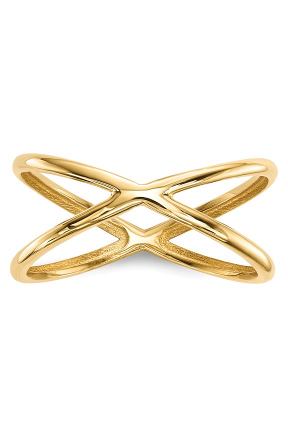 14K Yellow Gold Ring Band Fashion Open Back Polished Double, Size 6