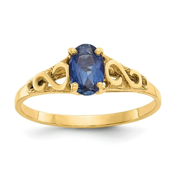 14K Yellow Gold Ring Band Fashion Spinel (Synthetic) Blue, Size 5