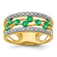 thumbnail image 1 of 14K Yellow Gold Ring Band Gemstone Emerald Round Green Diamond, Size 9, 1 of 3