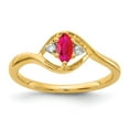 thumbnail image 1 of 14K Yellow Gold Ring Band Gemstone Ruby Marquise Red Diamond Round, Size 5, 1 of 3