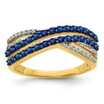 thumbnail image 1 of 14K Yellow Gold Ring Band Gemstone Sapphire Round Blue Diamond, Size 6, 1 of 3