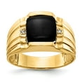 thumbnail image 1 of 14K Yellow Gold Ring Band Men's Diamond Round Onyx Black, Size 7, 1 of 5