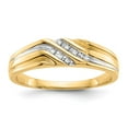 thumbnail image 1 of 14K Yellow Gold Ring Band Men's Diamond Round with Rhodium Mens, Size 5, 1 of 5