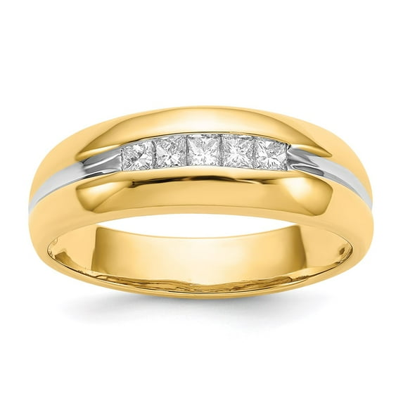 14K Yellow Gold Ring Band Men's Diamond Square Mens, Size 7