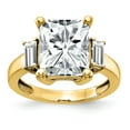 thumbnail image 1 of 14K Yellow Gold Ring Band Moissanite Octagon Emerald White Baguette, Size 5, 1 of 7
