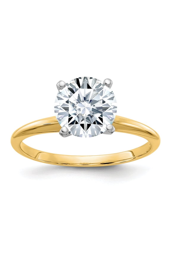 14K Yellow Gold Ring Band Moissanite Round White 1 2 ct 5 mm Colorless Solitaire