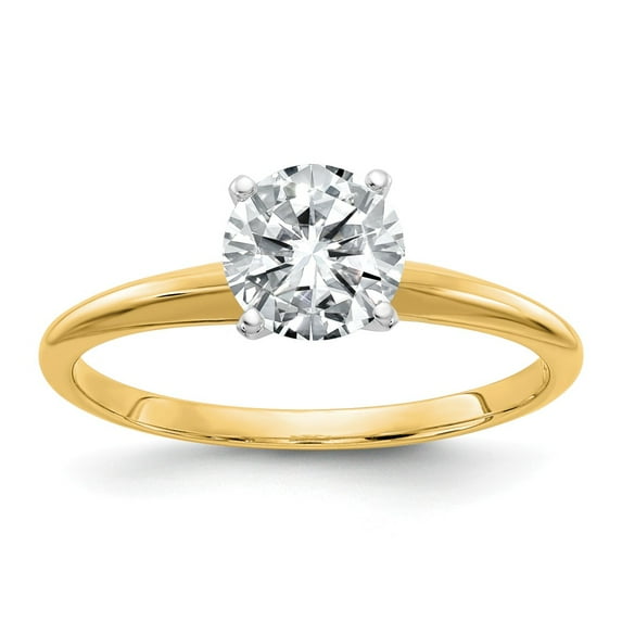 14K Yellow Gold Ring Band Moissanite Round White 1.75ct. 7.5mm Solitaire