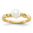 thumbnail image 1 of 14K Yellow Gold Ring Band Pearl Diamond Round Freshwater, Size 8, 1 of 5