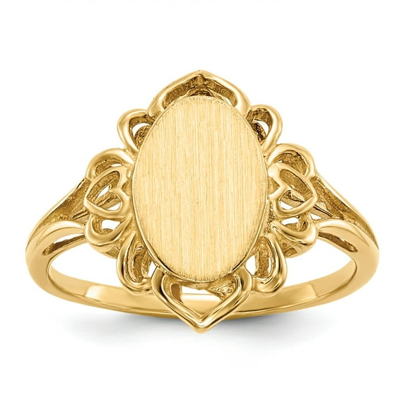 14K Yellow Gold Ring Band Signet 10.5x7.5mm Open Back, Size 6