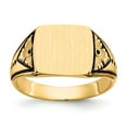 thumbnail image 1 of 14K Yellow Gold Ring Band Signet 11.0x11.5mm Closed Back Antiqued Men's, 1 of 5