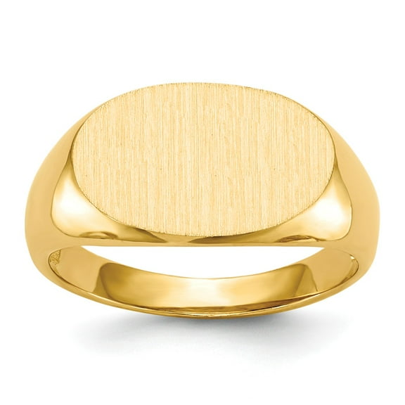 14K Yellow Gold Ring Band Signet 11.0x17.0mm Open Back Men's
