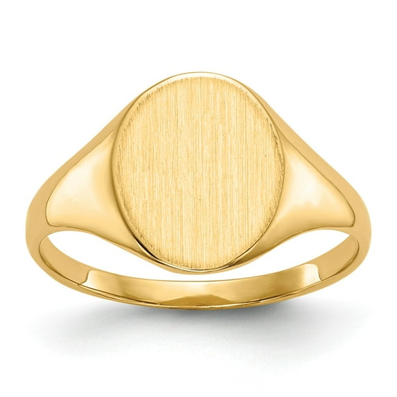 14K Yellow Gold Ring Band Signet 11.0x9.5mm Closed Back, Size 8