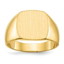 14K Yellow Gold Ring Band Signet 12.0x13.0mm Closed Back Men's