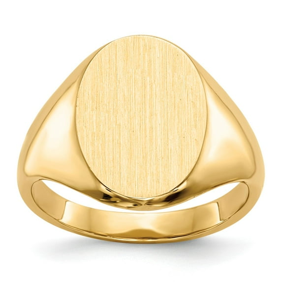 14K Yellow Gold Ring Band Signet 13.0x10.0mm Closed Back