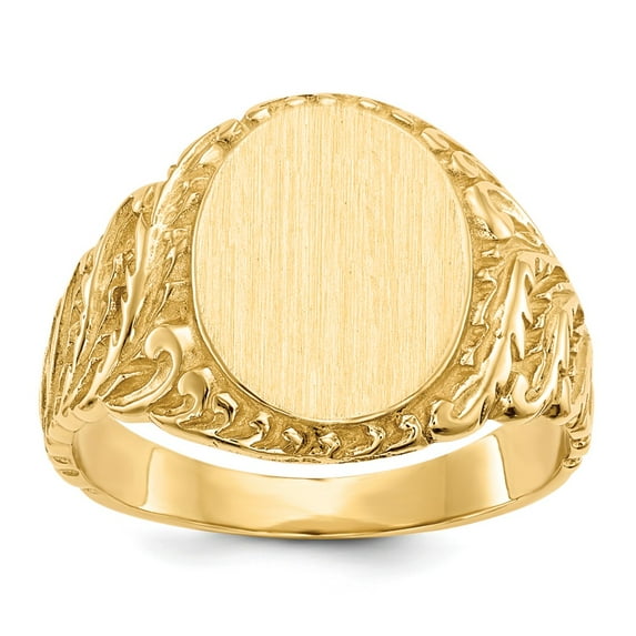 14K Yellow Gold Ring Band Signet 13.0x10.5mm Closed Back Men's, Size 9