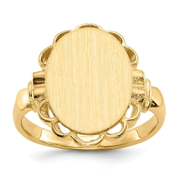 14K Yellow Gold Ring Band Signet 14.0x10.5mm Open Back