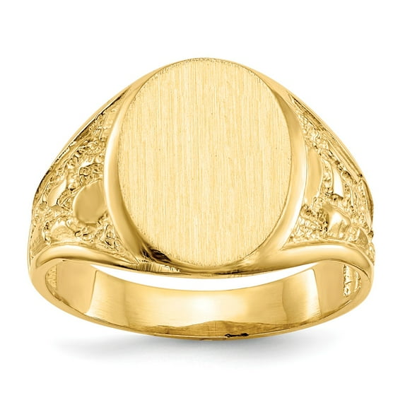 14K Yellow Gold Ring Band Signet 15.0x11.5mm Open Back Men's