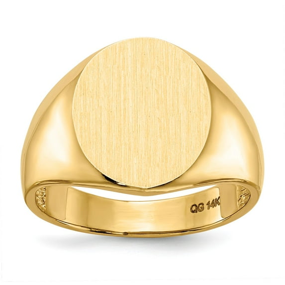 14K Yellow Gold Ring Band Signet 15.0x13.5mm Open Back Men's