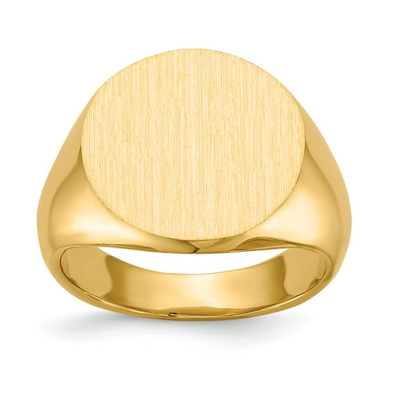 14K Yellow Gold Ring Band Signet 15.0x15.5mm Closed Back, Size 5